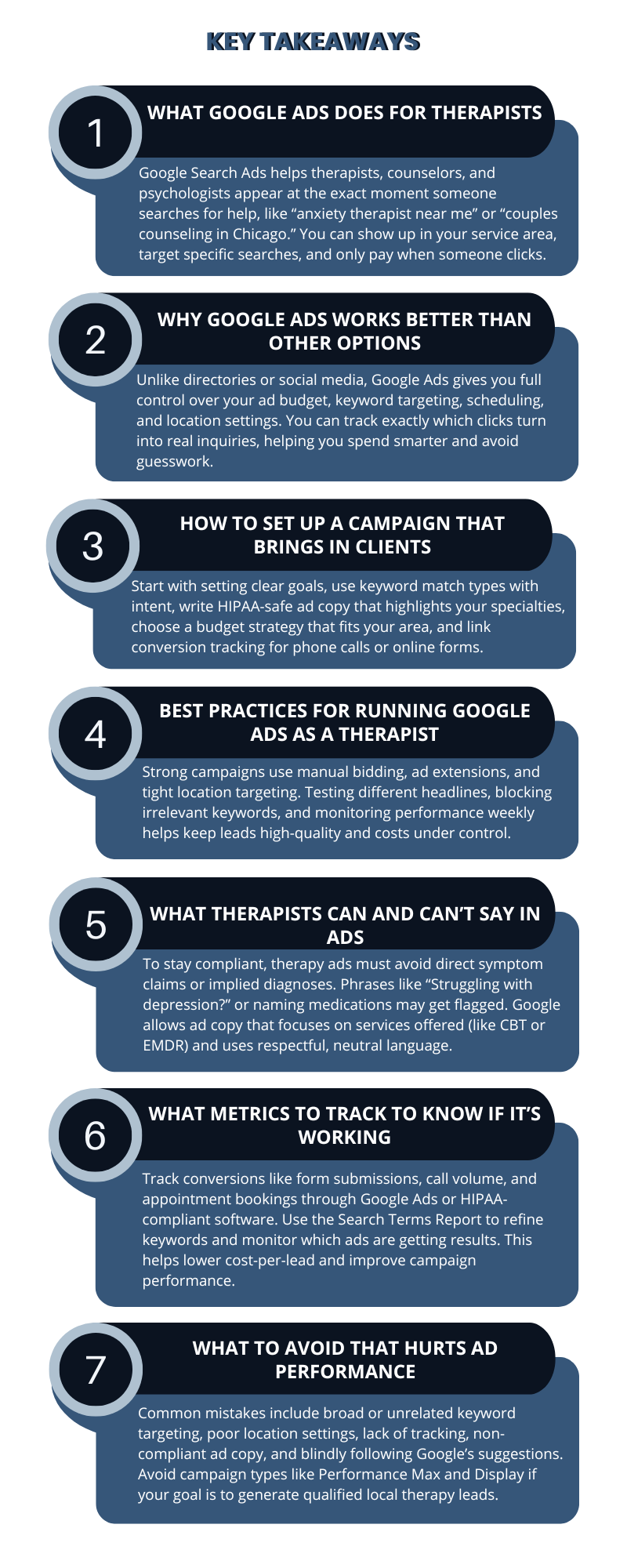 Google Ads For Therapists Key Takeaways
